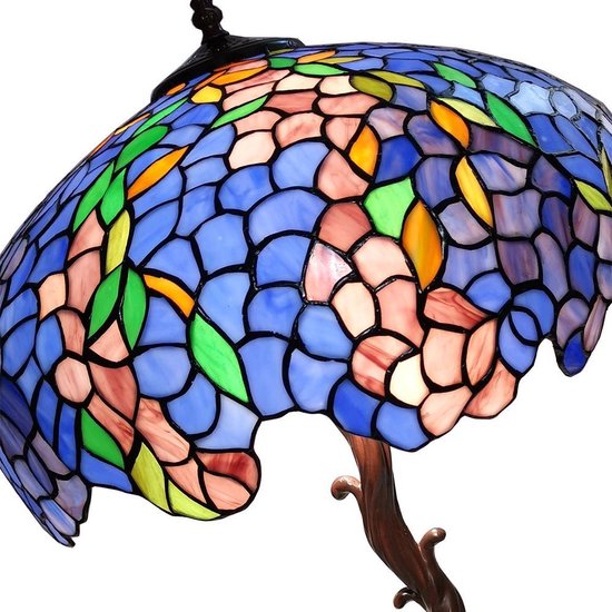 Clayre & Eef Tafellamp Tiffany Ø 43*61 Cm E27/max 2*60w - Blauw