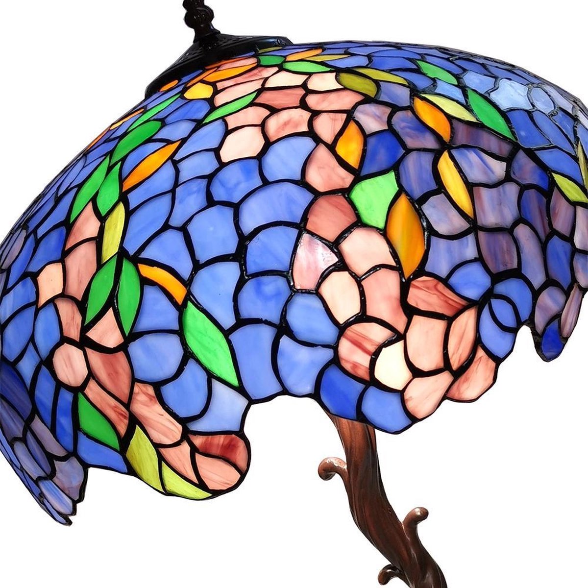 Clayre & Eef Tafellamp Tiffany Ø 43*61 Cm E27/max 2*60w - Blauw