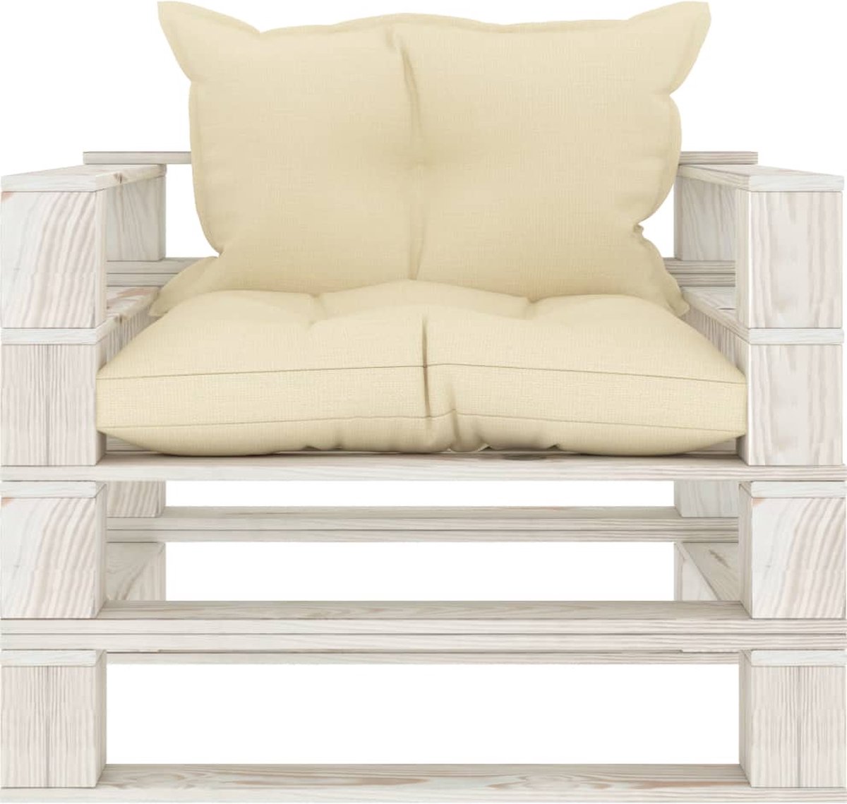 Vidaxl Tuinbank Met Crèmekleurige Kussens Pallet Hout
