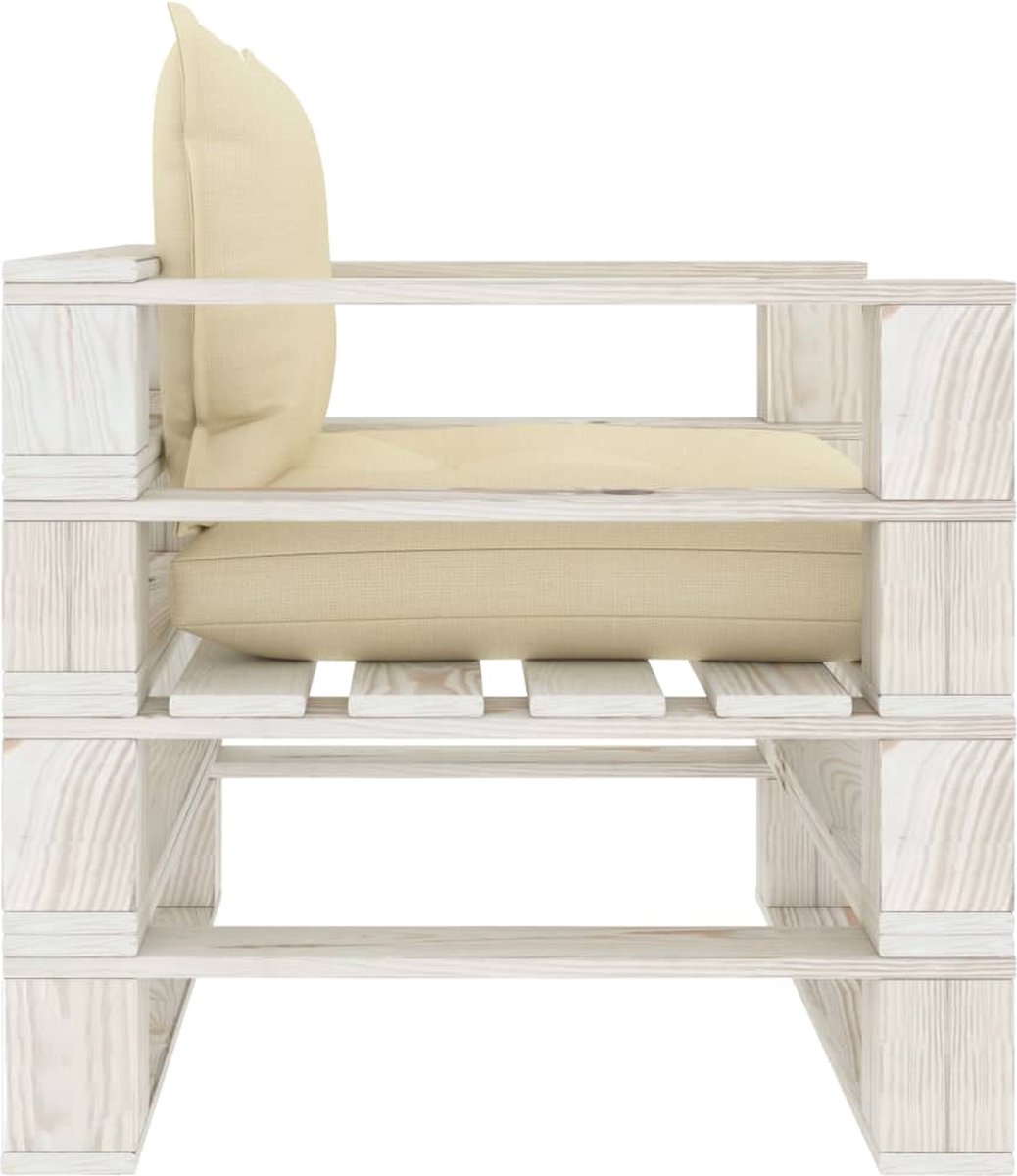 Vidaxl Tuinbank Met Crèmekleurige Kussens Pallet Hout