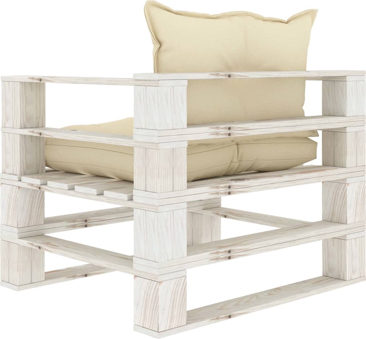 Vidaxl Tuinbank Met Crèmekleurige Kussens Pallet Hout