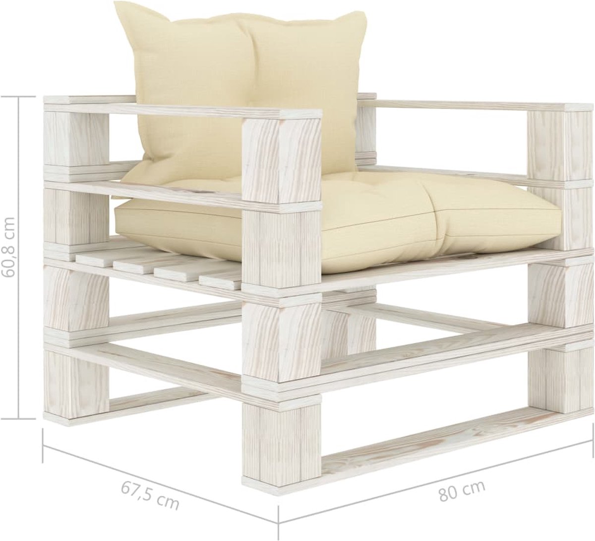 Vidaxl Tuinbank Met Crèmekleurige Kussens Pallet Hout
