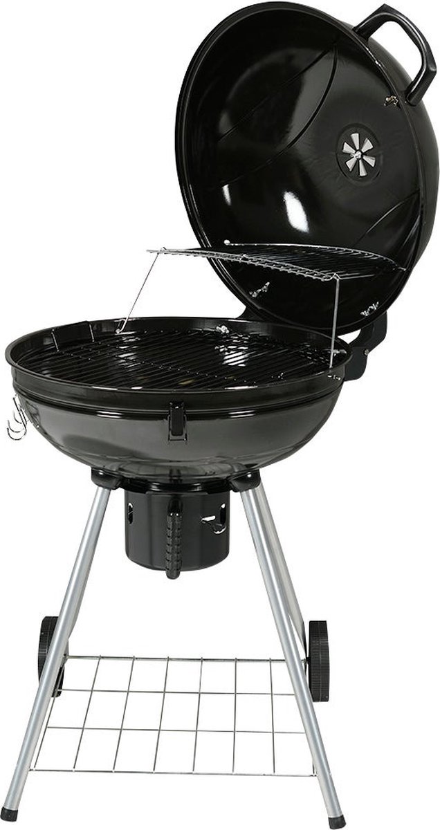 VAGGAN Houtskoolbarbecue Op Wielen Ø45cm - Barbecue Rond - Metaal - Zwart