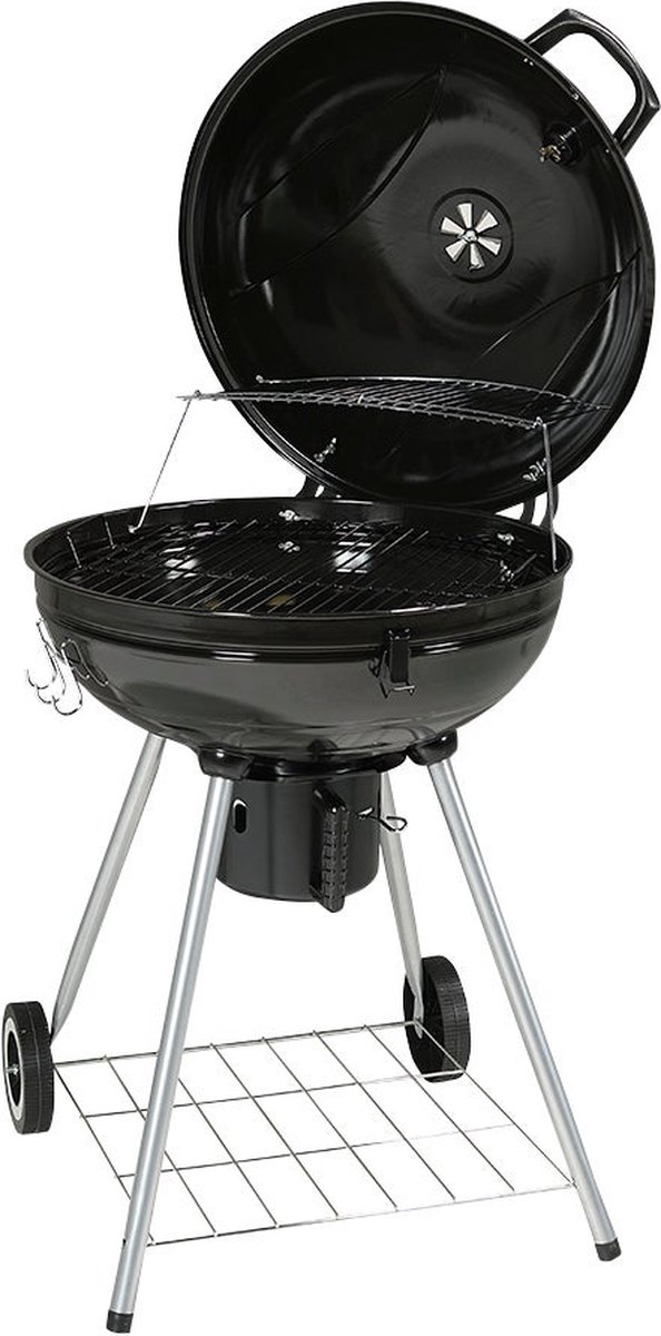 VAGGAN Houtskoolbarbecue Op Wielen Ø45cm - Barbecue Rond - Metaal - Zwart