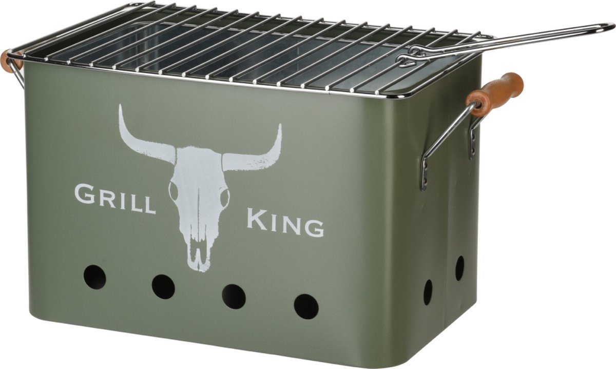 BBQ Grill King Houtskoolbarbecue Rechthoek - Mat - 32x20x20 Cm - Groen