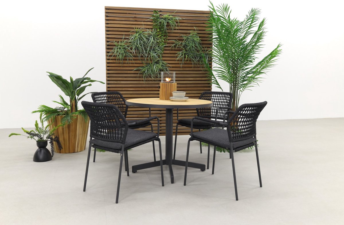 Taste Barista Groen/fiesta Ronde Tuinset - Stapelbaar - 5-delig - Grijs
