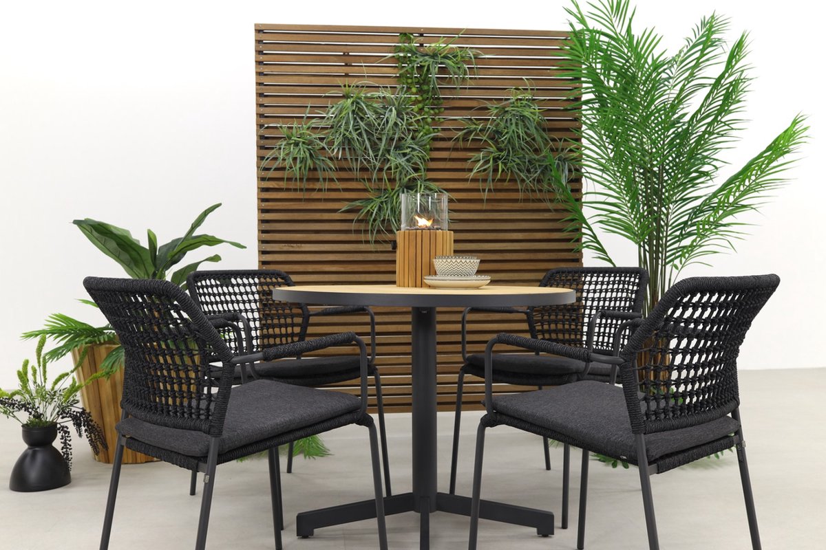 Taste Barista Groen/fiesta Ronde Tuinset - Stapelbaar - 5-delig - Grijs