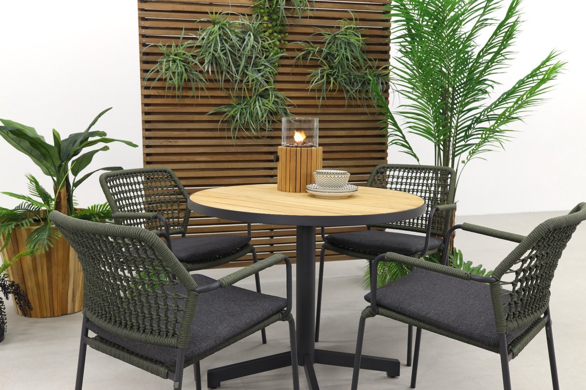 Taste Barista Groen/fiesta Ronde Tuinset - Stapelbaar - 5-delig - Grijs