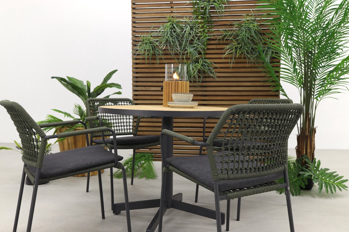 Taste Barista Groen/fiesta Ronde Tuinset - Stapelbaar - 5-delig - Grijs