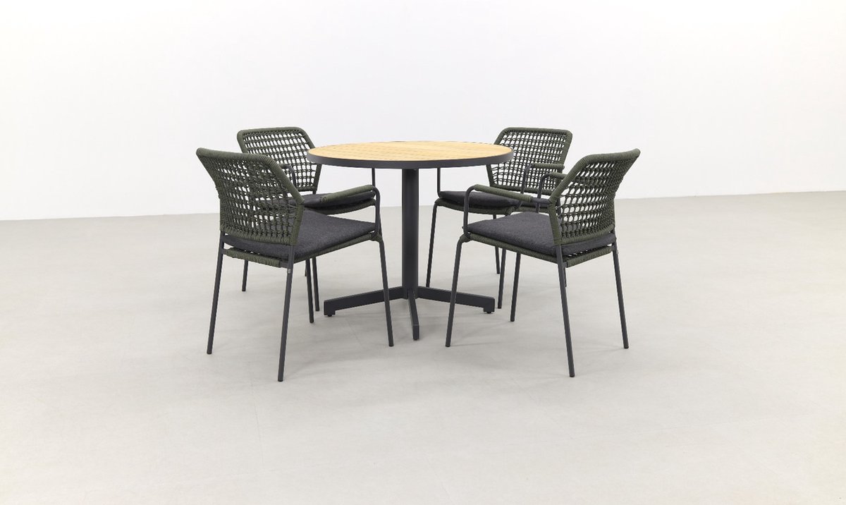 Taste Barista Groen/fiesta Ronde Tuinset - Stapelbaar - 5-delig - Grijs