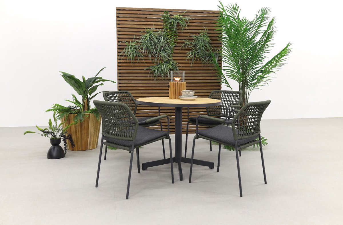 Taste Barista Groen/fiesta Ronde Tuinset - Stapelbaar - 5-delig - Grijs