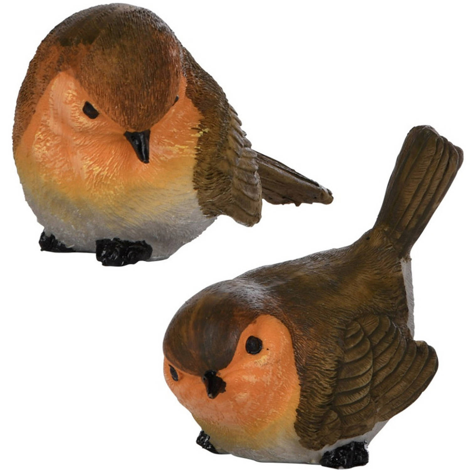 Esschert Design Tuin Of Huis Deco Vogels Setje Van 2x Beeldjesborstjes 11 Cm - Beeldjes - Rood