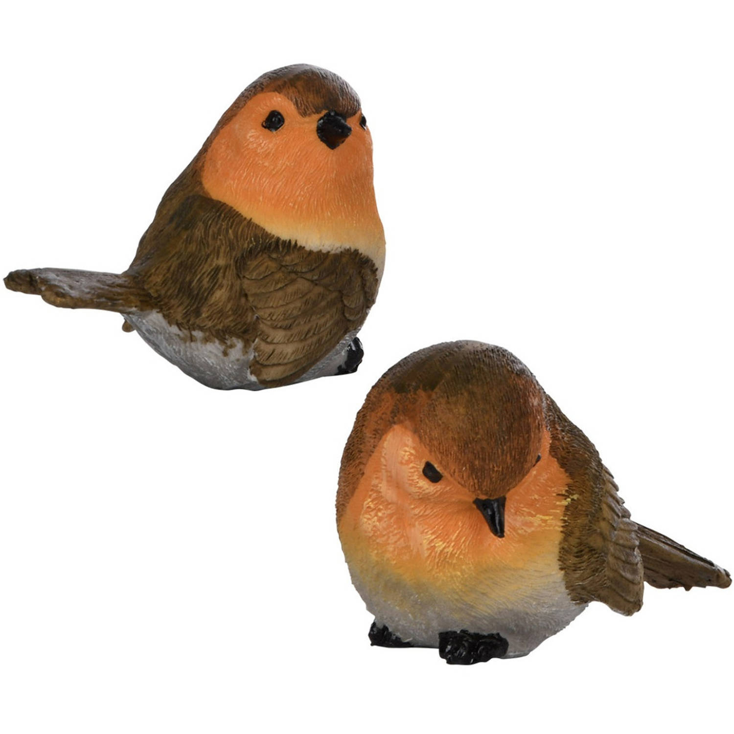 Esschert Design Tuin Of Huis Deco Vogels Setje Van 2x Beeldjesborstjes 11 Cm - Beeldjes - Rood