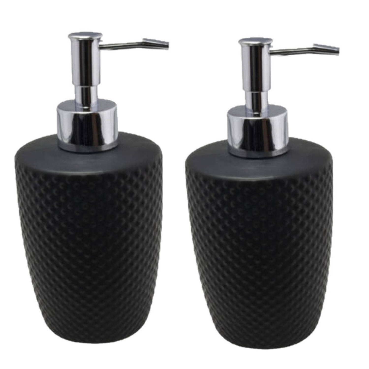 2x Stuks Zeeppompjes/zeepdispensers Keramiek 400 Ml - Zeeppompjes - Zwart