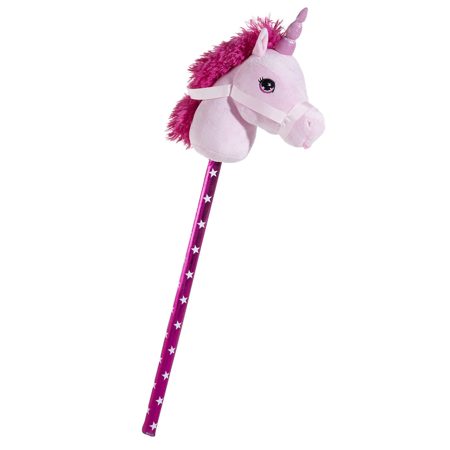 Pluche Eenhoorn Stokpaardje 70 Cm - Hobbelpaarden - Roze