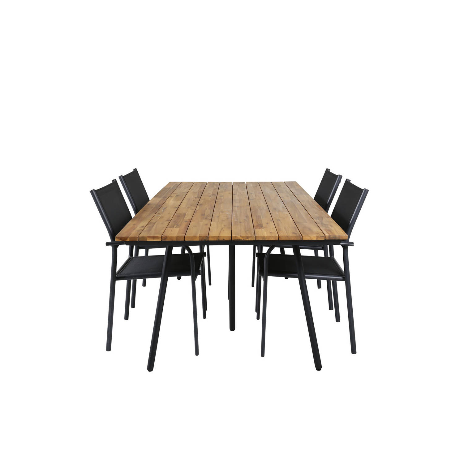 Chan Tuinmeubelset Tafel 100x200cm En 4 Stoel Santorini, Naturel. - Zwart