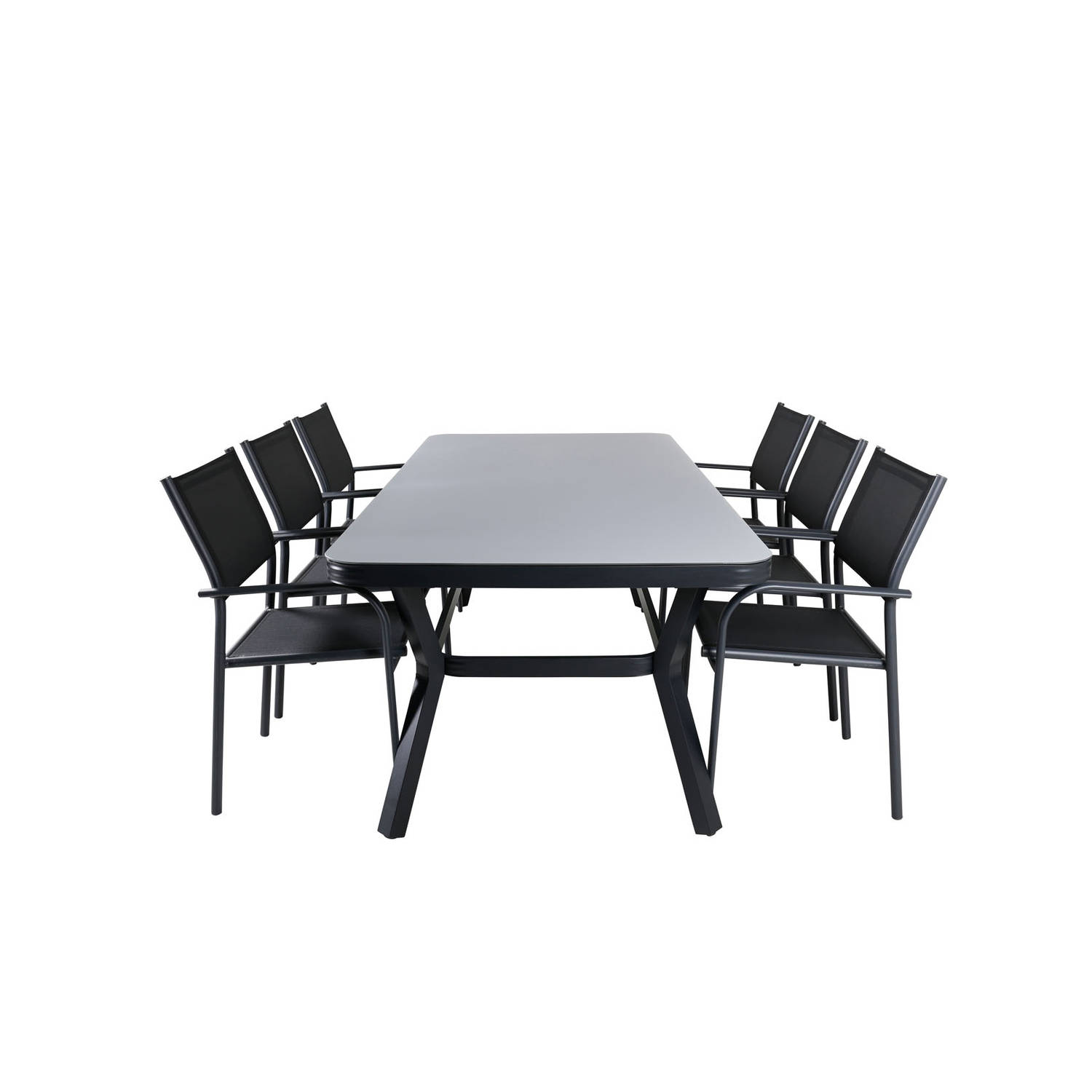 Virya Tuinmeubelset Tafel 100x200cm En 6 Stoel Santorini,. - Grijs