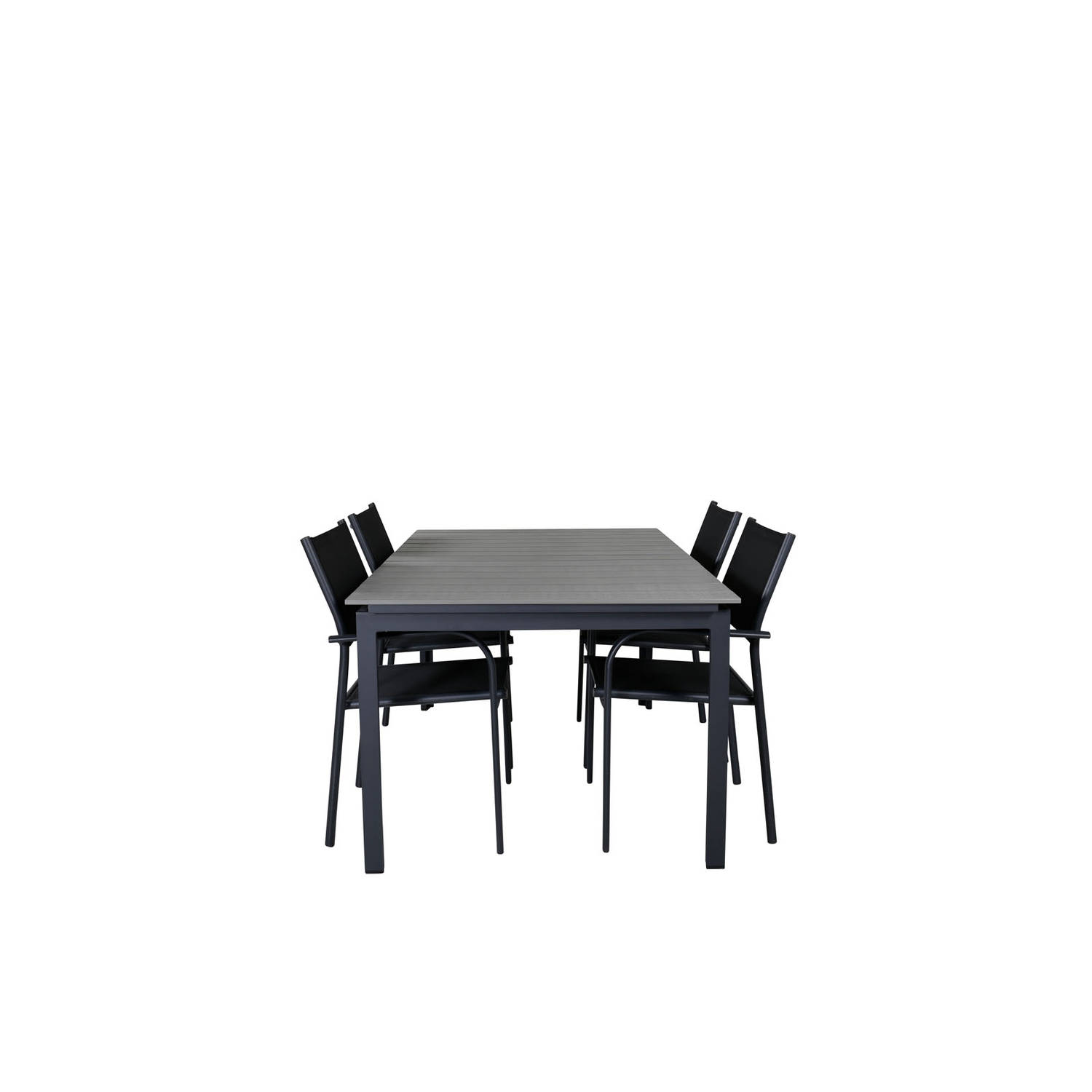 Levels Tuinmeubelset Tafel 100x160/240cm En 4 Stoel Santorini, Grijs. - Zwart