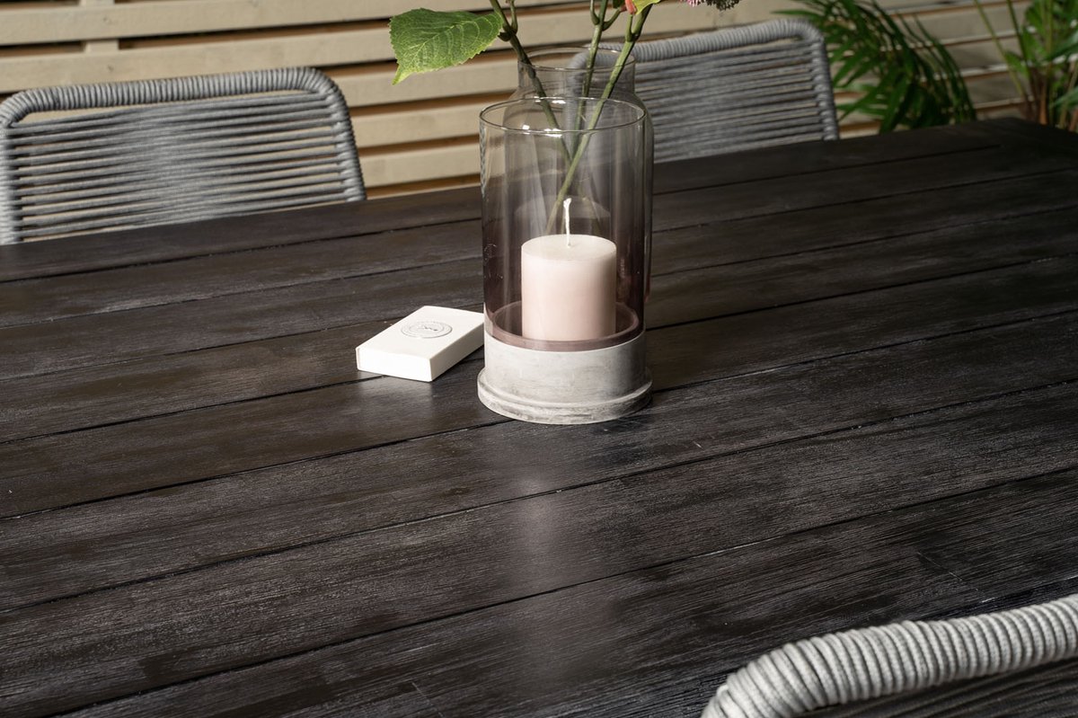Rives Tuinmeubelset Tafel 100x200cm En 6 Stoel Lindos. - Zwart