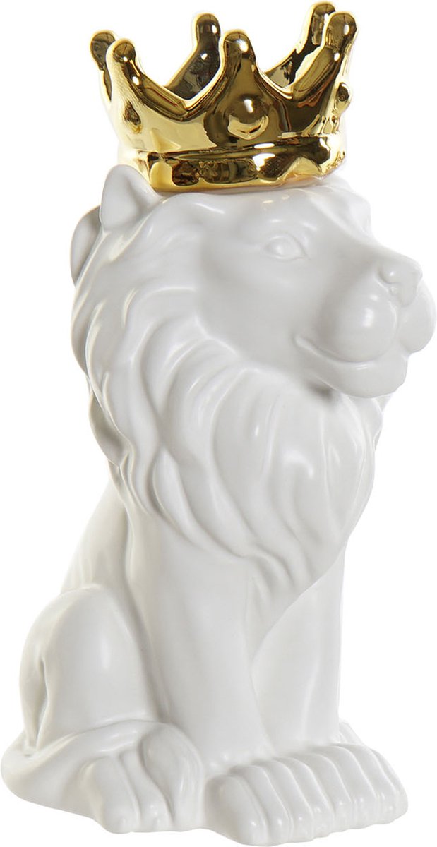 Casa Di Elturo Decoratief Beeld Vaas Royal Lion/goud - H21 Cm - Wit