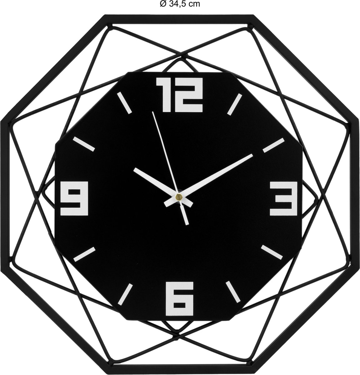 Quvio Wandklok Abstract - Metaal - - Zwart