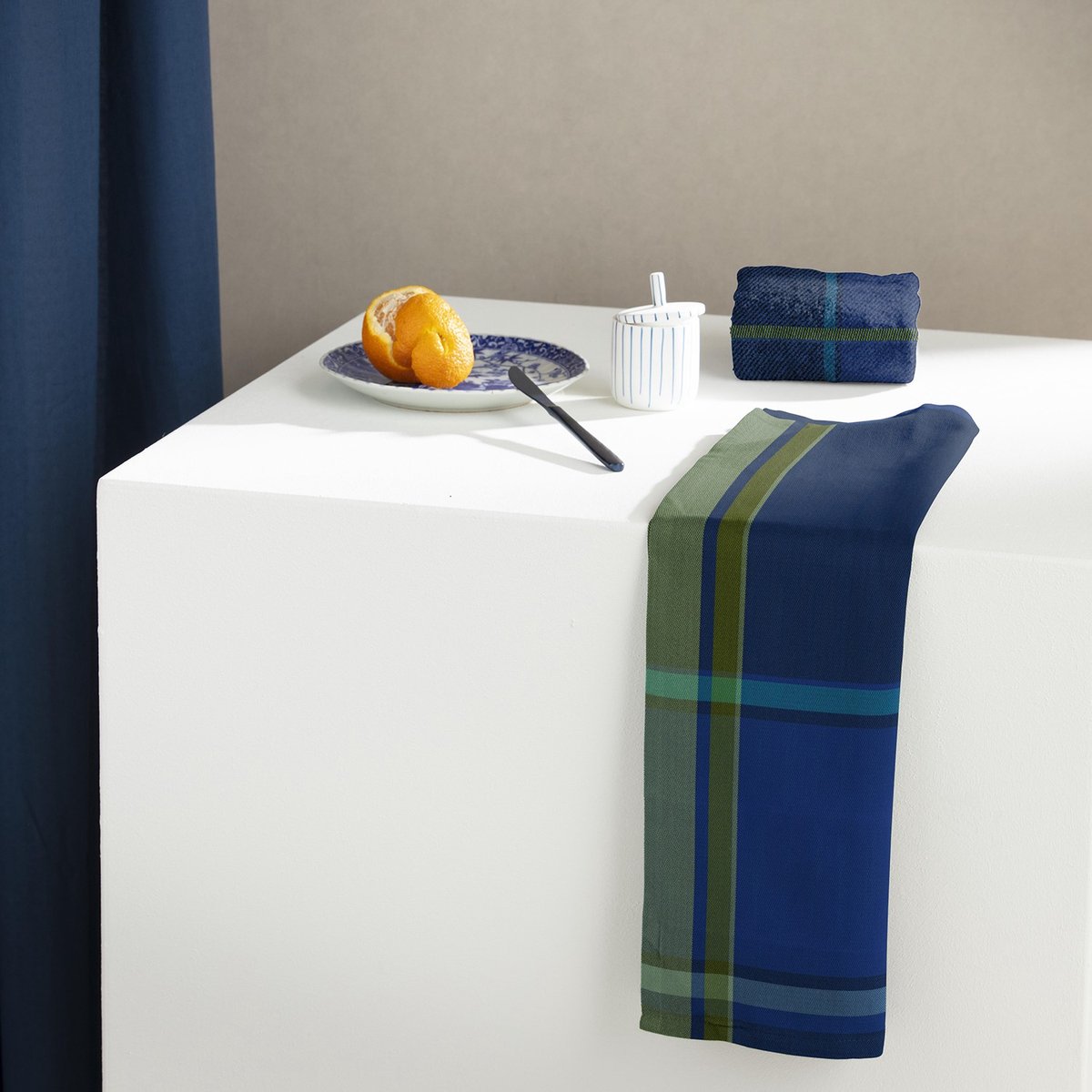 DDDDD - Madras Keukendoek (Set Van 6) - Blauw