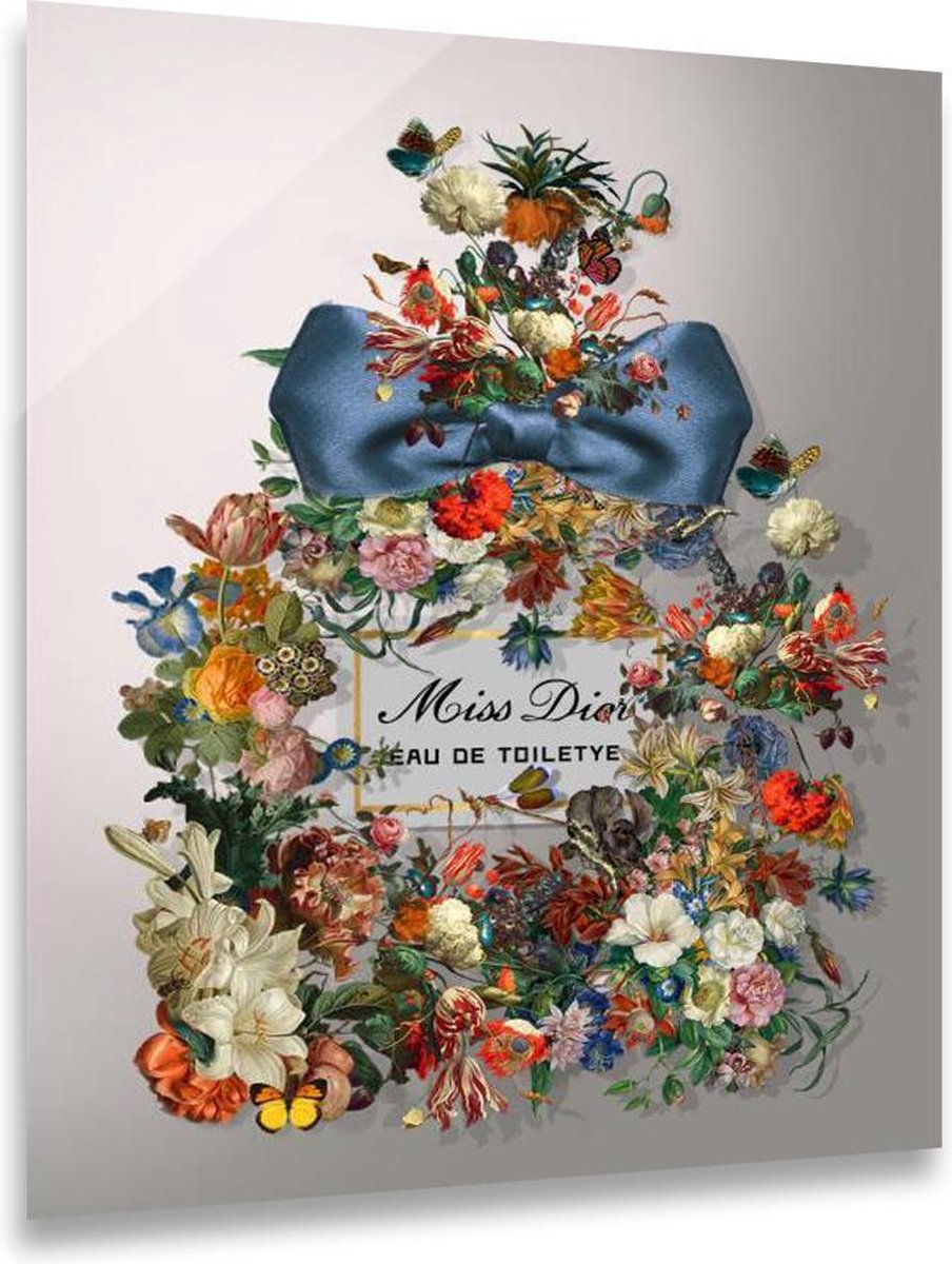 Ter Halle® Glasschilderij 60 X 80 Cm Miss Dior Flowers Eau De Toilette - Blauw