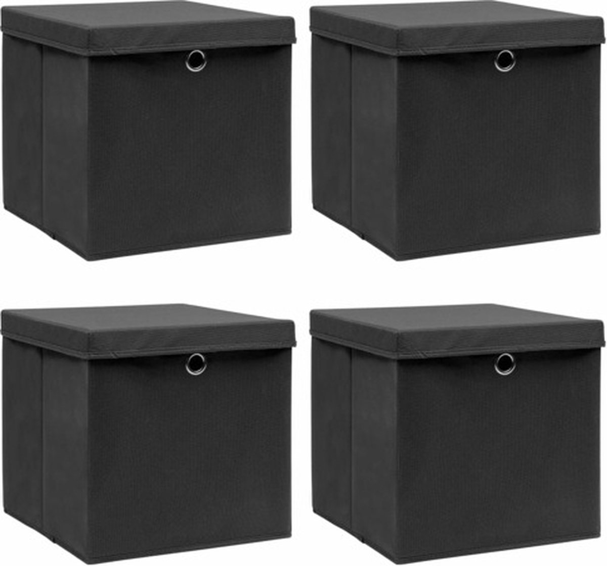 Vidaxl Opbergboxen Met Deksel 4 St 32x32x32 Cm Stof - Negro