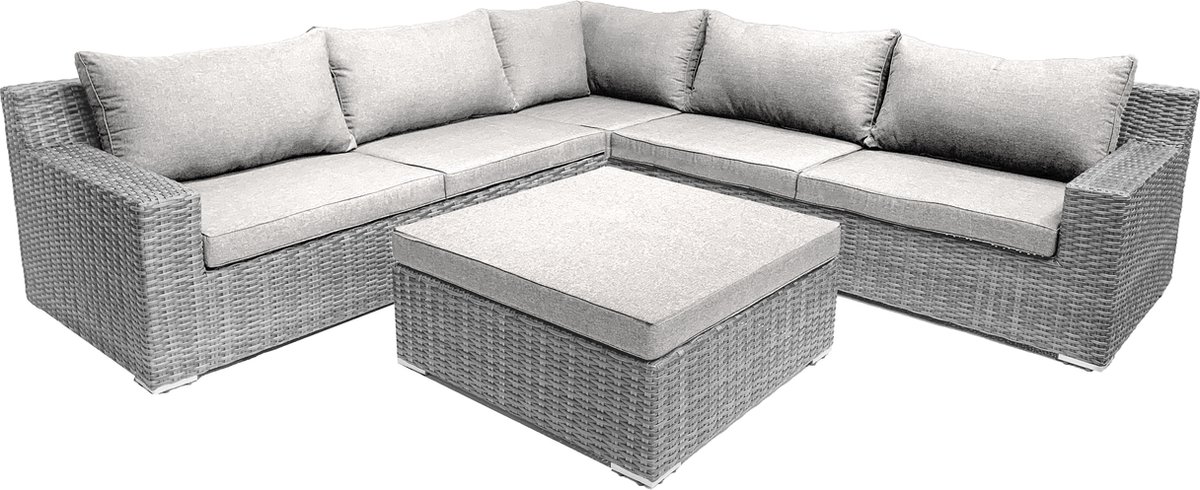 7-persoons Loungeset Colorado Blended Grey Hoekopstelling Inclusief Hocker - Grijs