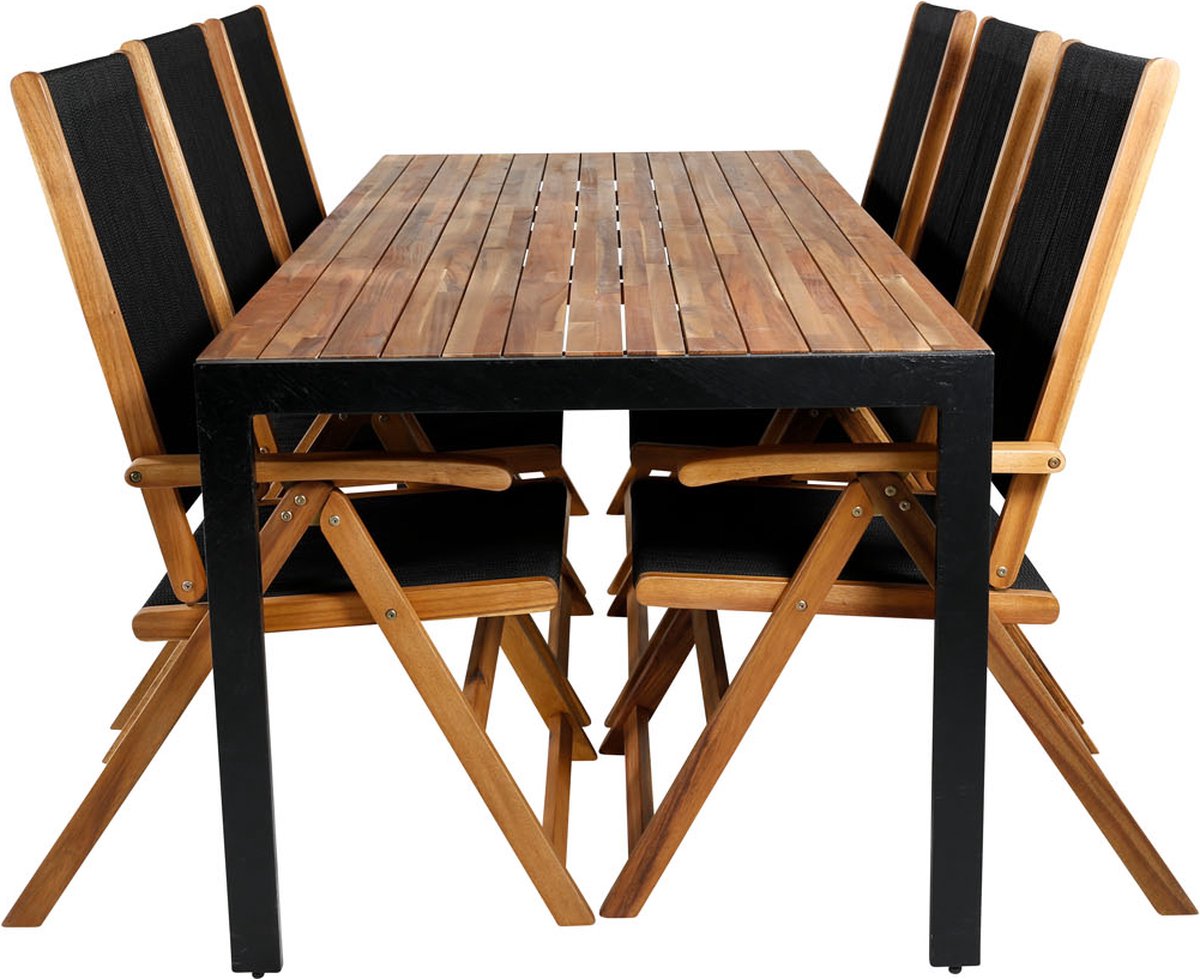 Bois Tuinmeubelset Tafel 90x205cm En 6 Stoel Little John, Naturel. - Bruin