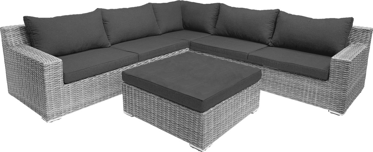 7-persoons Loungeset Colorado Blended Grey Met Antraciet Kussens - Grijs