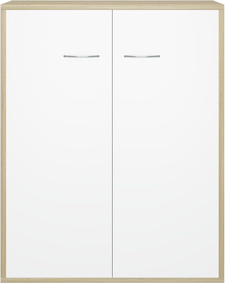 Vidaxl Dressoir 60x30x75 Cm Spaanplaat En Sonoma Eikenkleurig - Wit