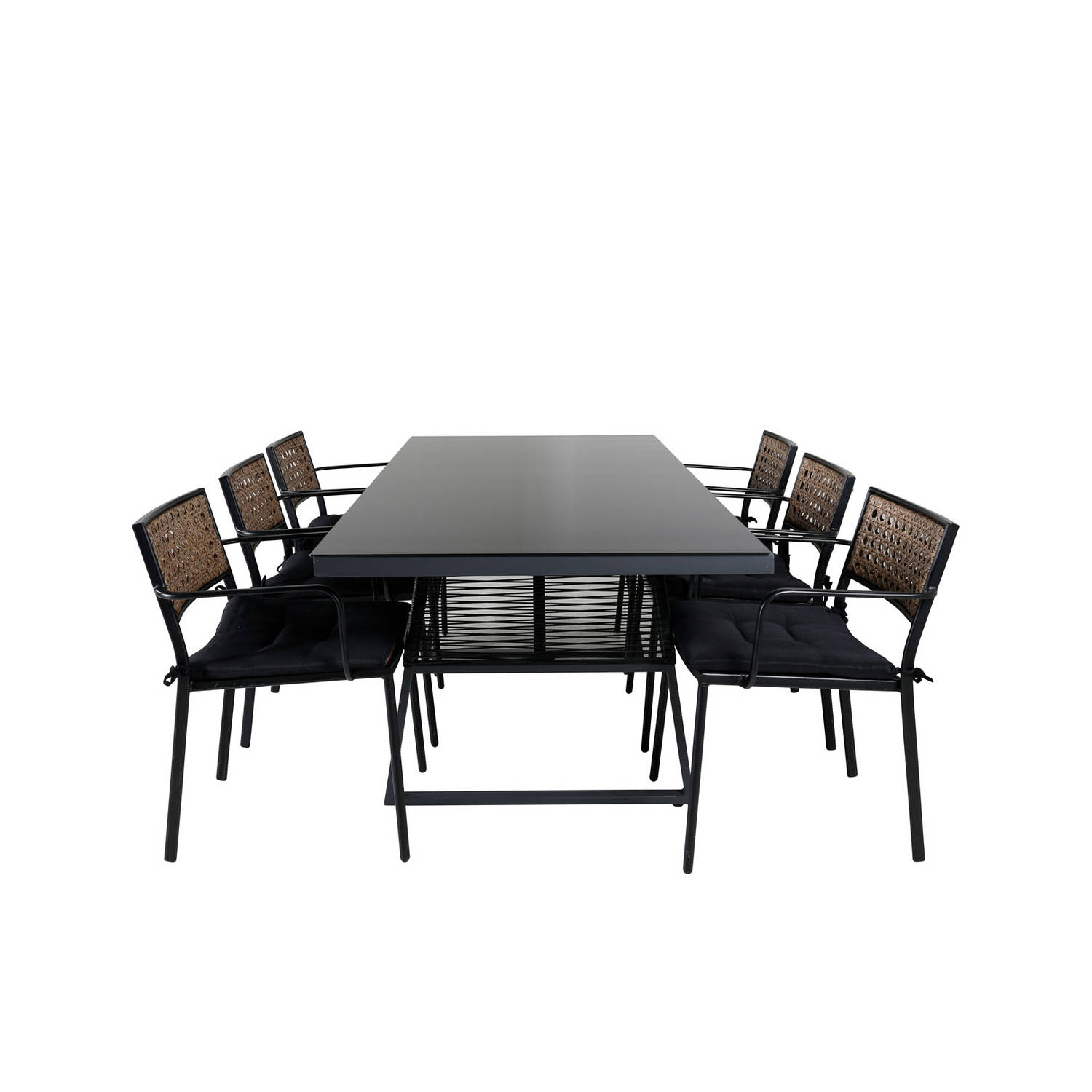 Dallas Tuinmeubelset Tafel 90x193cm En 6 Stoel Paola. - Zwart