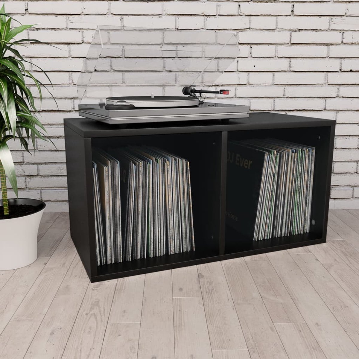 Vidaxl Opbergbox Voor Lp's 71x34x36 Cm Spaanplaat - Zwart