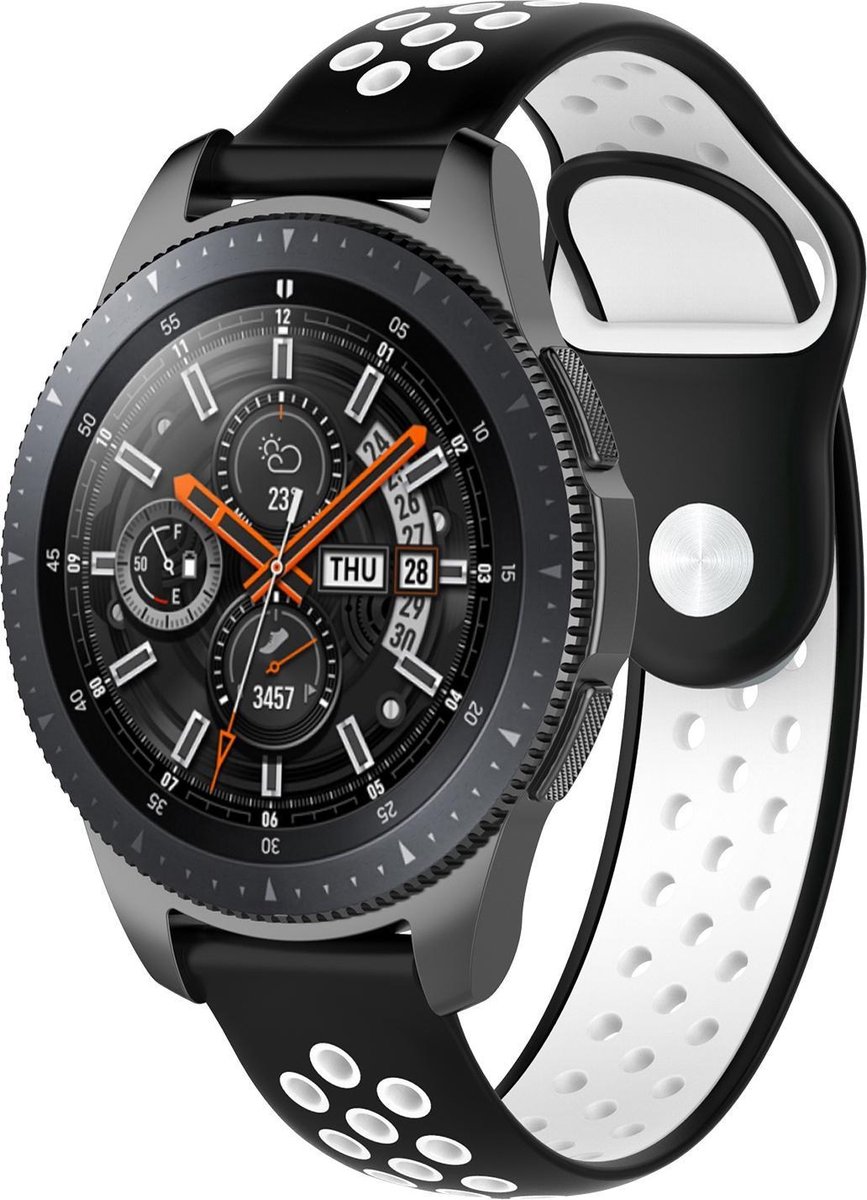 Huawei Watch GT silicone dubbel band wit - Horlogeband Armband Polsband - Zwart