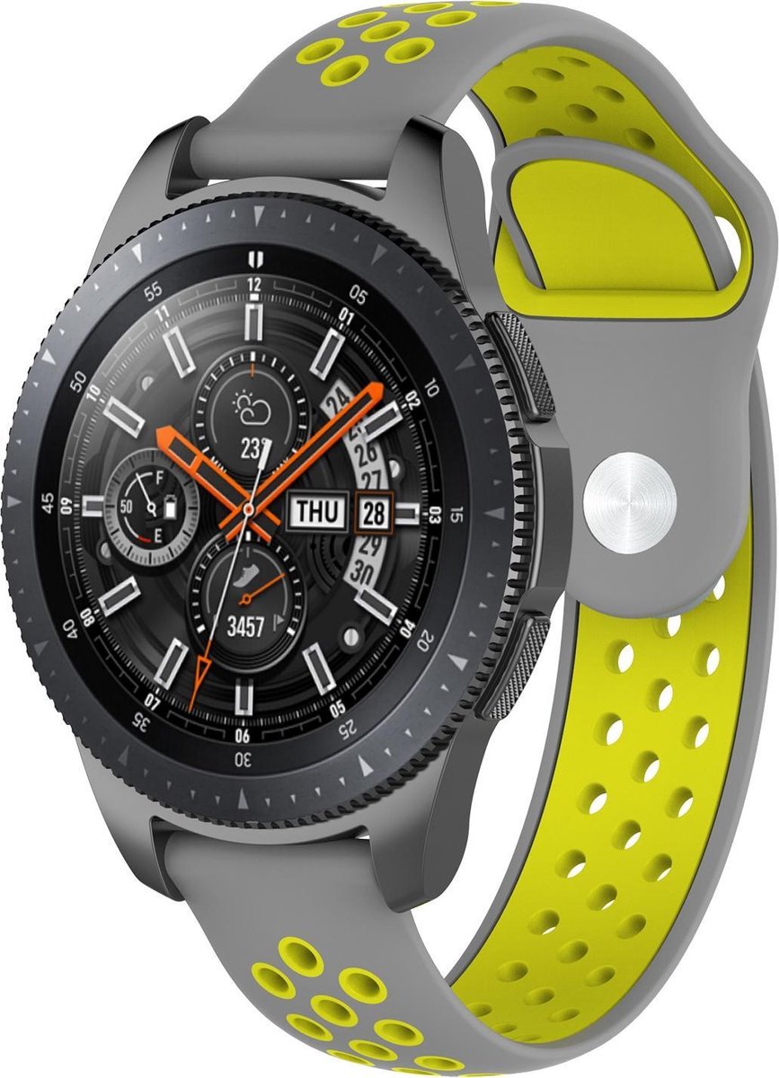 Huawei Watch GT silicone dubbel band - grijs geel - Horlogeband Armband Polsband