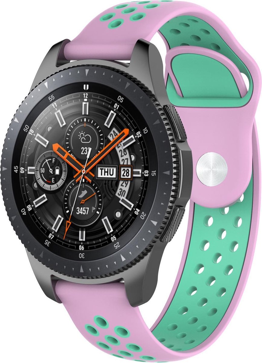 Huawei Watch GT silicone dubbel band - roze groenblauw - Horlogeband Armband Polsband