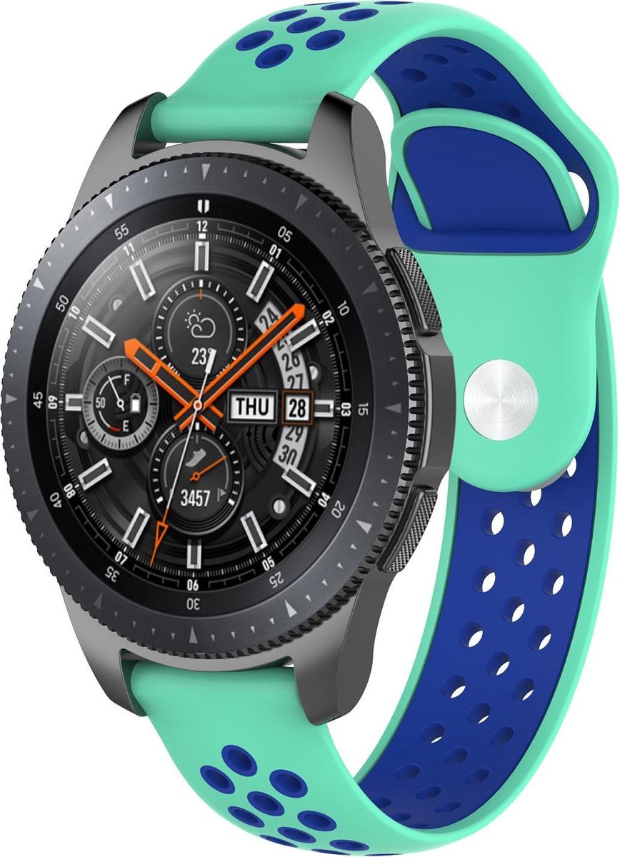 Huawei Watch GT silicone dubbel band - groenblauw blauw - Horlogeband Armband Polsband