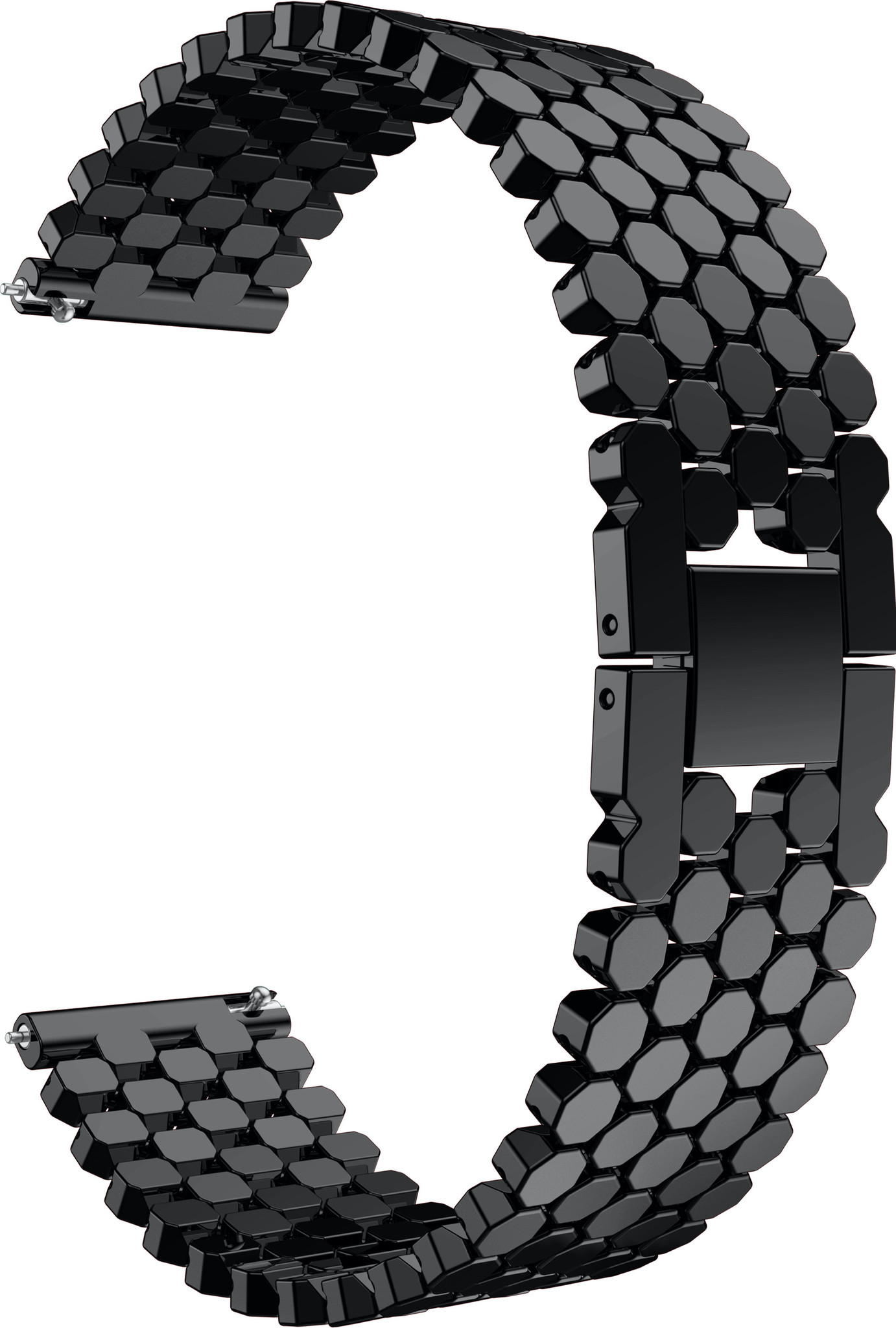 Samsung Galaxy Watch vis stalen schakel band Horlogeband Armband Polsband - Zwart