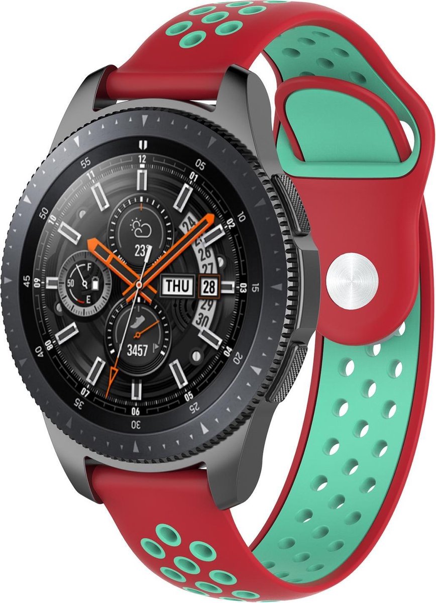 Samsung Galaxy Watch silicone dubbel band - rood groenblauw - Horlogeband Armband Polsband