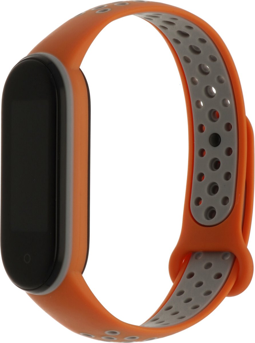 Xiaomi Mi band 5/6 dubbel sport band - oranje grijs - Horlogeband Armband Polsband