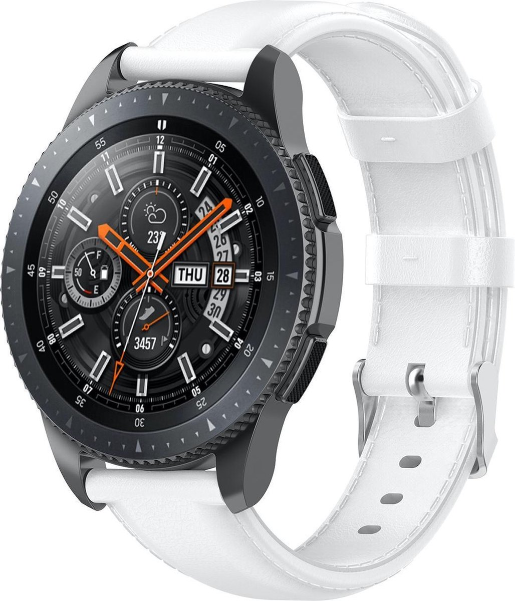 Samsung Galaxy Watch leren band - wit - Horlogeband Armband Polsband