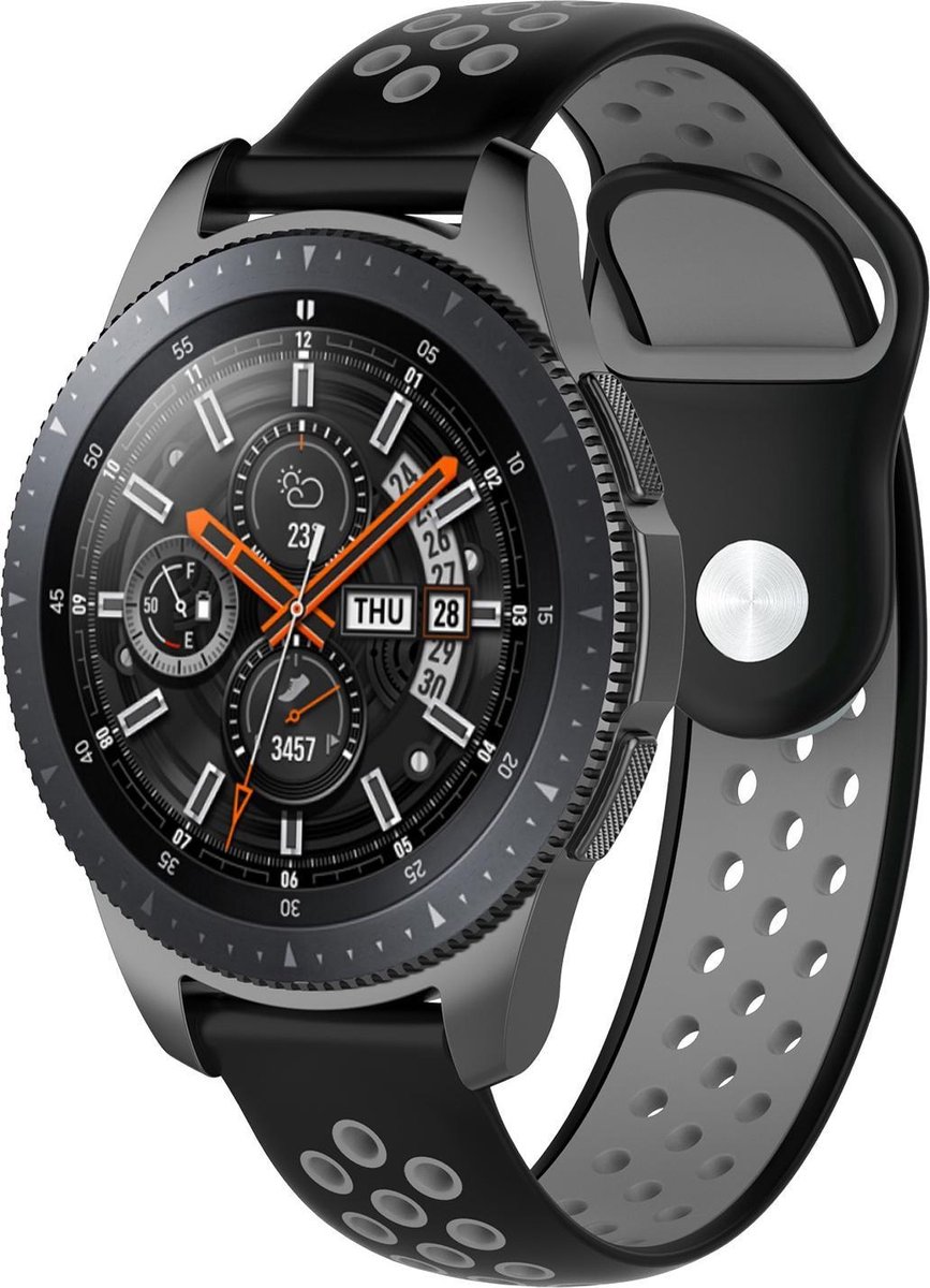 Samsung Galaxy Watch silicone dubbel band grijs - Horlogeband Armband Polsband - Zwart