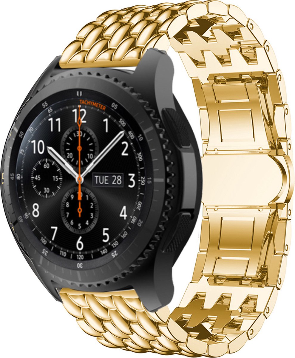 Samsung Galaxy Watch draak stalen schakel band Horlogeband Armband Polsband - Goud
