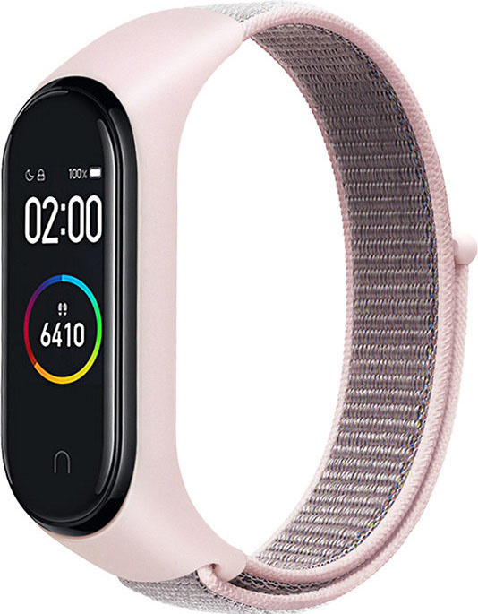 Xiaomi Mi band 3/4/5/6 nylon sport loop band - pink sand - Horlogeband Armband Polsband - Roze