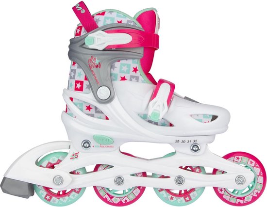 Nijdam Skates Sk8 Star Meisjes Polyester/roze/groen - Wit