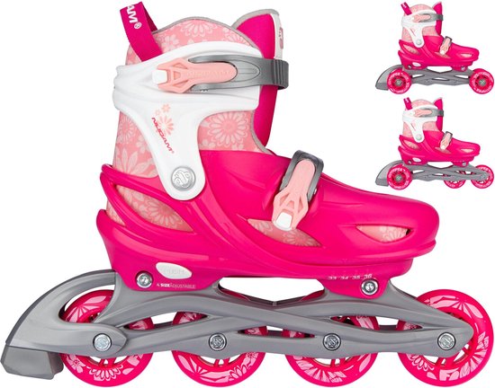 Nijdam 3-in-1 Skates Floral Switch Meisjes Polyester/wit Maat 29-32 - Roze