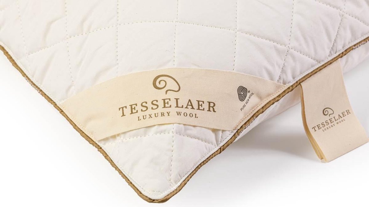 Tesselaer Wollen Medium Hoofdkussen - 100% Wol - - Wit