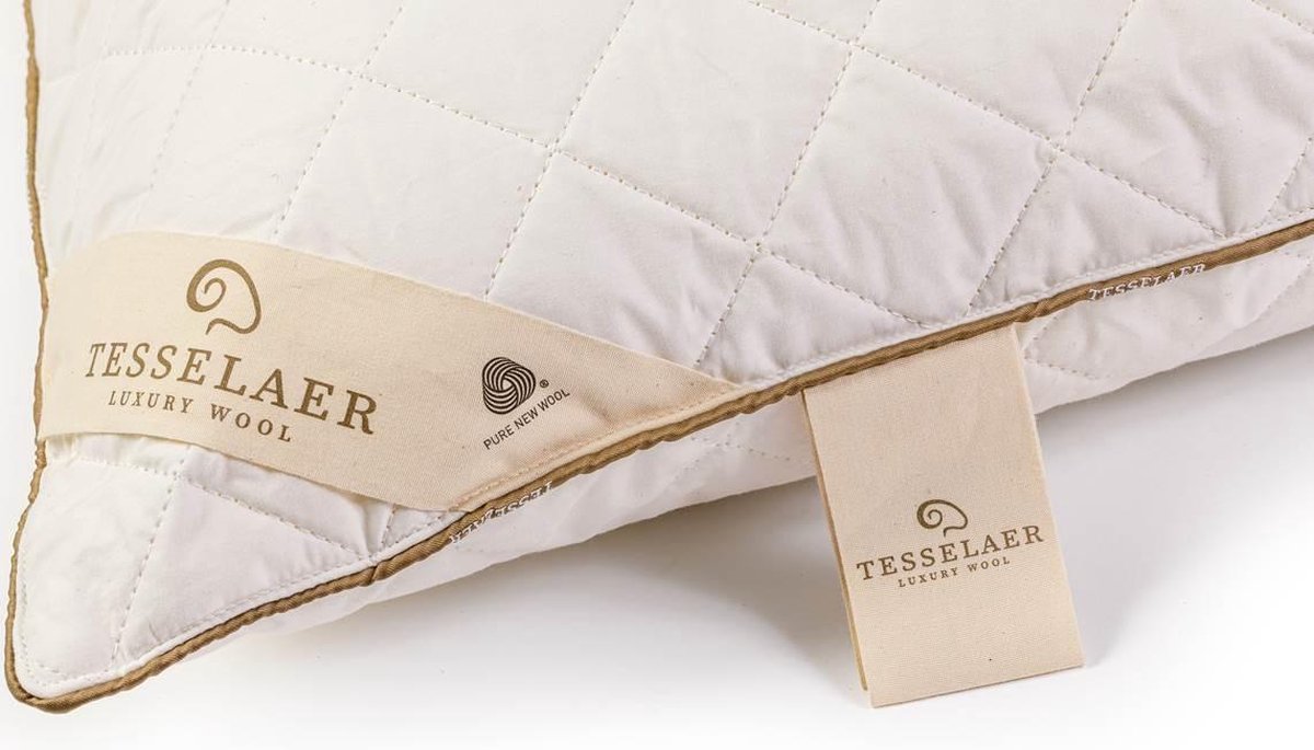 Tesselaer Wollen Medium Hoofdkussen - 100% Wol - - Wit