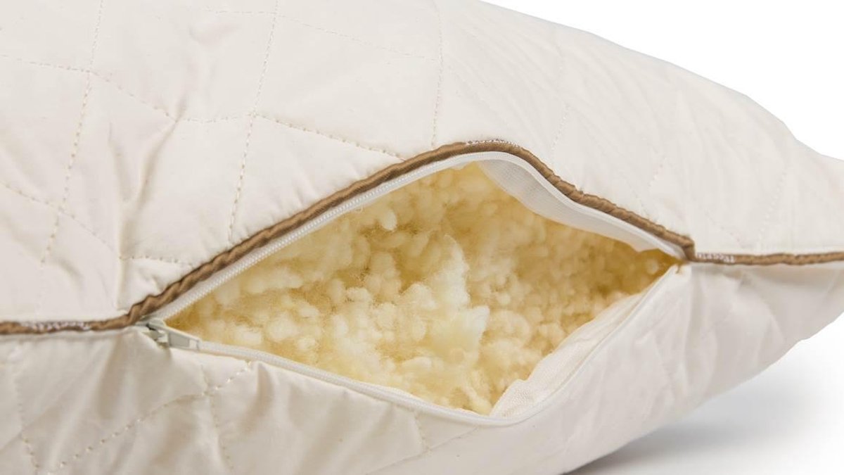 Tesselaer Wollen Medium Hoofdkussen - 100% Wol - - Wit